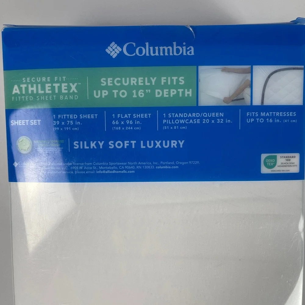 Columbia Silky Soft Luxury Twin Sheet Set White Lyocell Blend 3-Piece Cooling